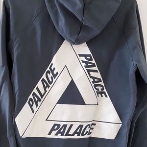 Palace hoodie (blue grey, size small)